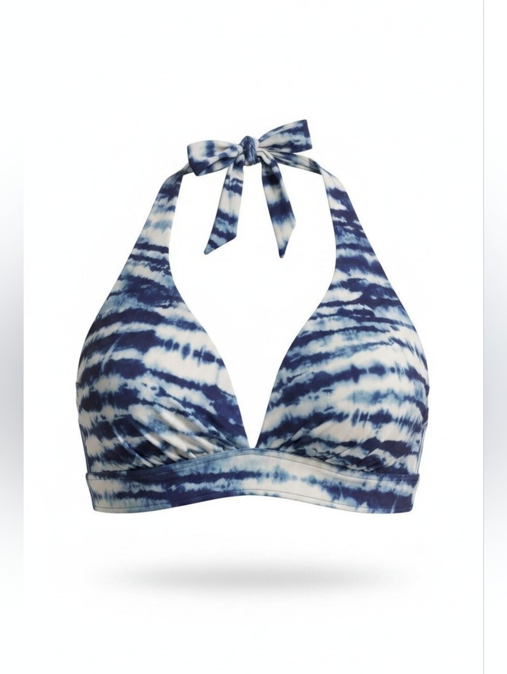 🌊 NWT CALIA Watercolor Stripe Long Line Halter Bikini Top 2X Blue White
